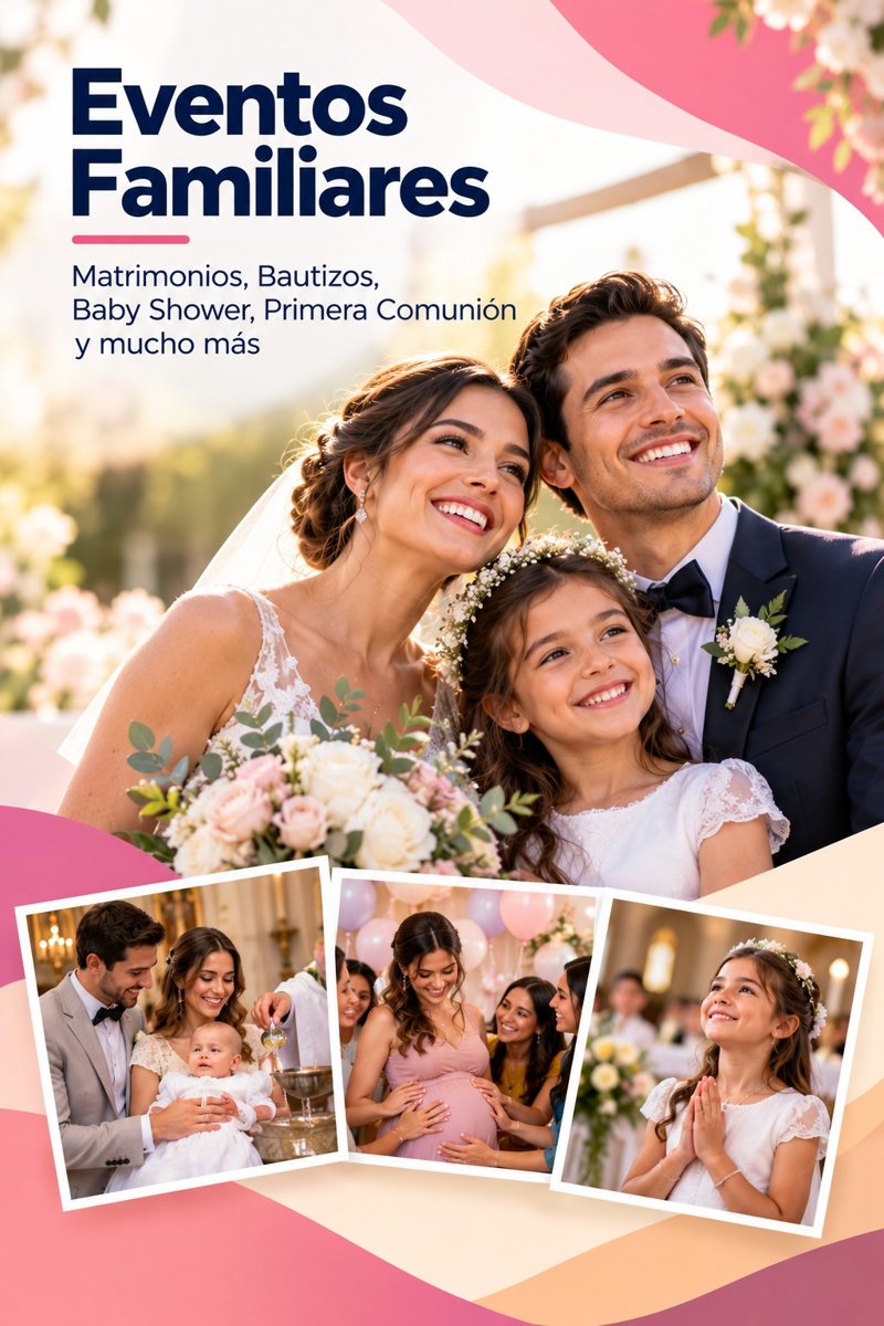 Eventos familiares: matrimonios, bautizos, baby shower, primera comunión y mucho más